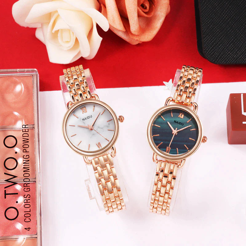 Naidu Women's Rose Gold Quartz Bracelet Watch