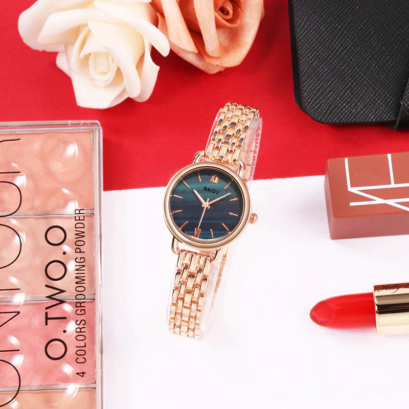 Naidu Women's Rose Gold Quartz Bracelet Watch