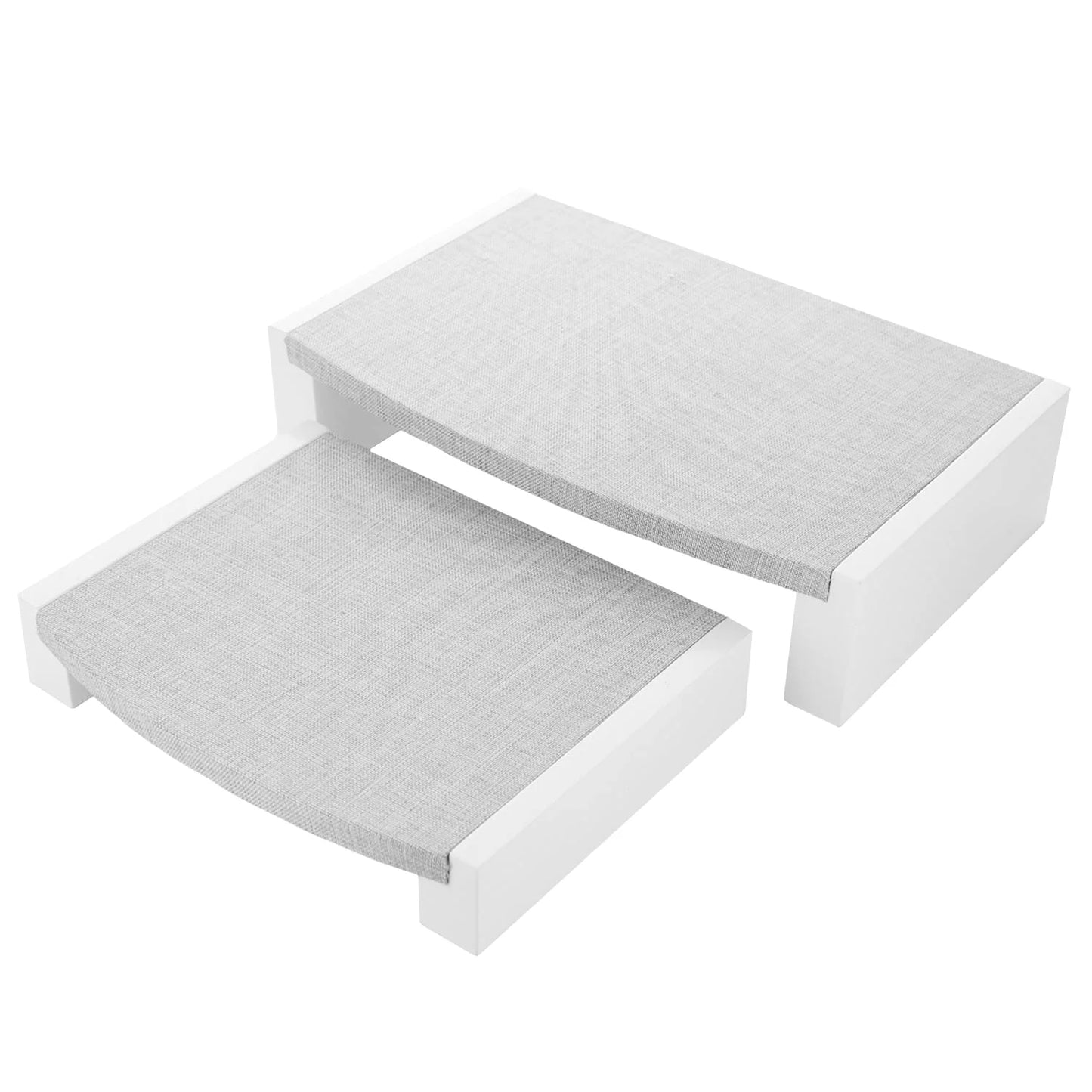 Dual Jewelry Display in Gray Linen and Glossy White Finish - Set - Set of 2 Pcs