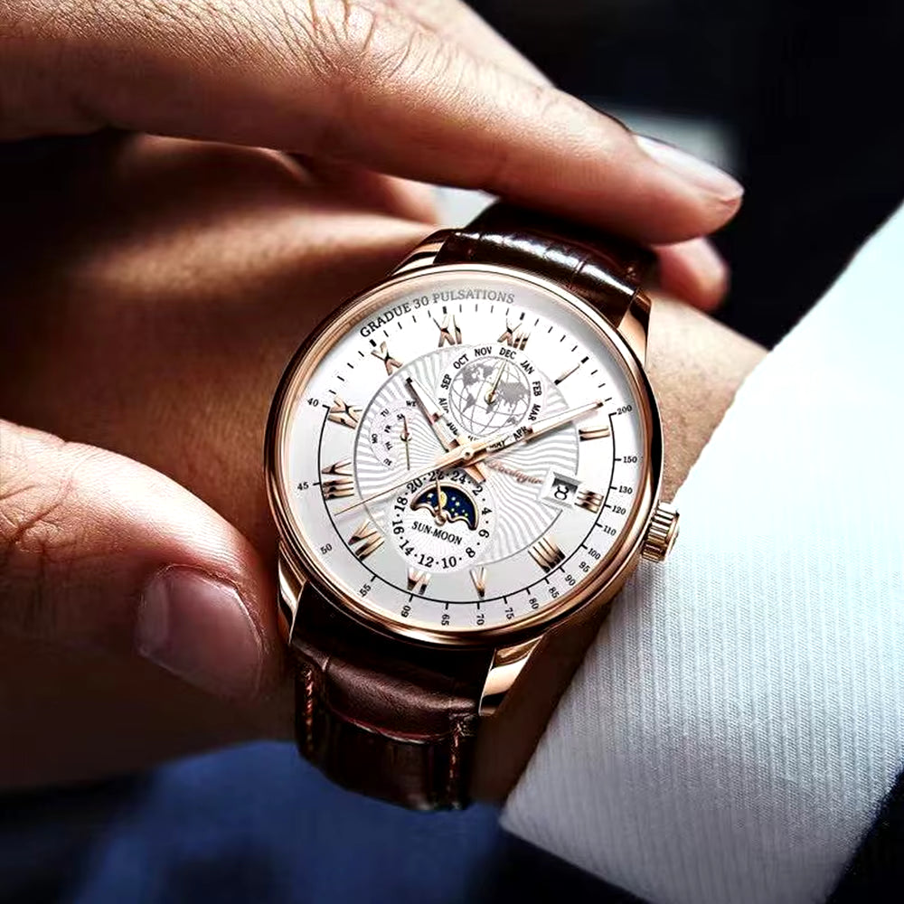 Men's 2022 Fashion Leather Watch – Waterproof, Luminous, Luxury Quartz Wristwatch