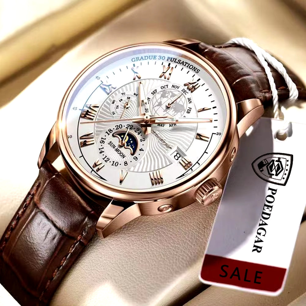 Men's 2022 Fashion Leather Watch – Waterproof, Luminous, Luxury Quartz Wristwatch