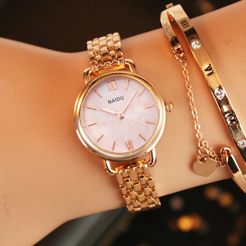Naidu Women's Rose Gold Quartz Bracelet Watch