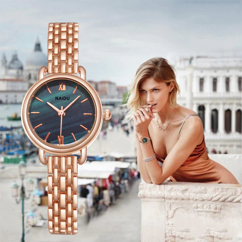 Naidu Women's Rose Gold Quartz Bracelet Watch
