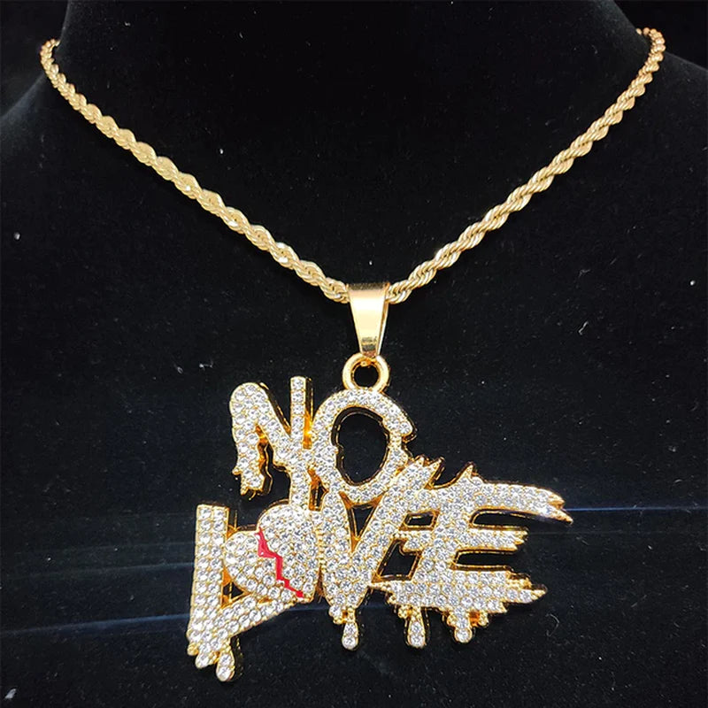 Hip Hop Cuban NO LOVE Necklace