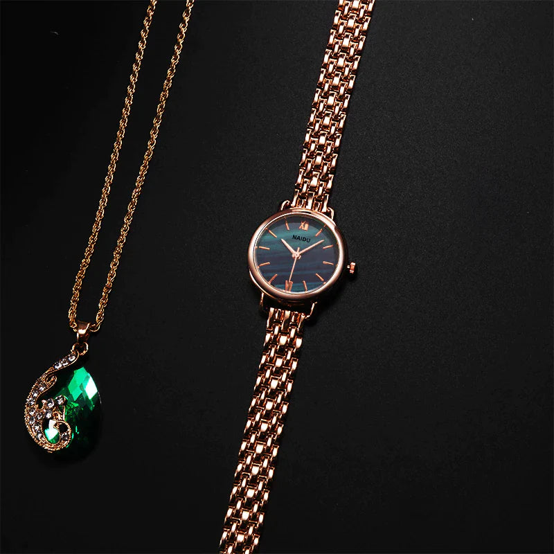 Naidu Women's Rose Gold Quartz Bracelet Watch