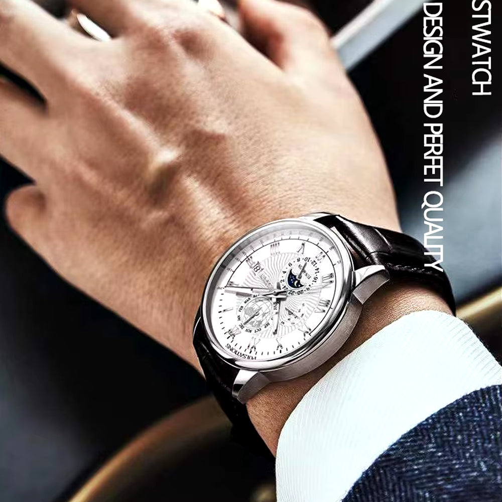 Men's 2022 Fashion Leather Watch – Waterproof, Luminous, Luxury Quartz Wristwatch
