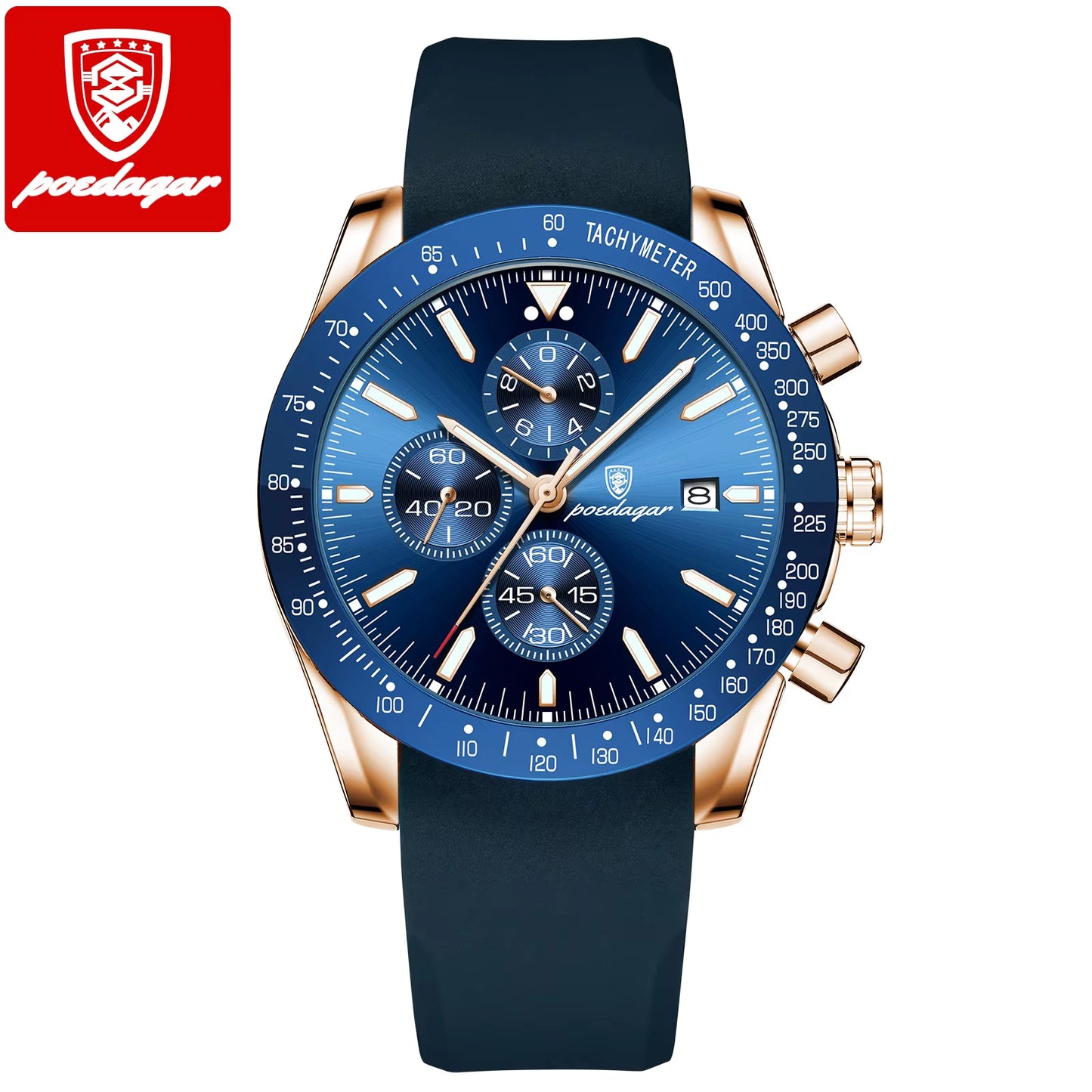 Men's Luxury Sport Chronograph Watch – Waterproof, Luminous, Silicone Band