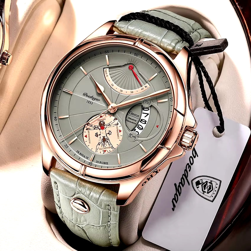 Men's Luxury Sport Watch – Waterproof, Luminous Leather, Date Display