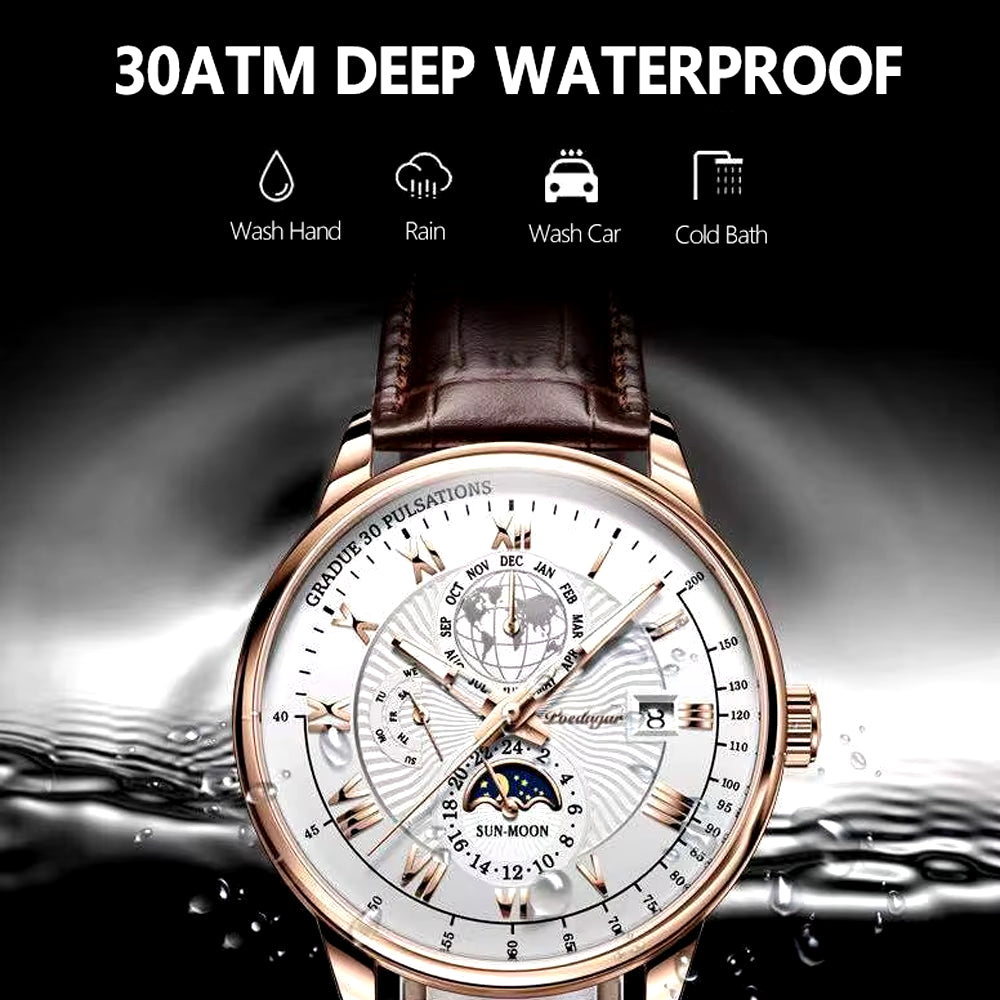 Men's 2022 Fashion Leather Watch – Waterproof, Luminous, Luxury Quartz Wristwatch