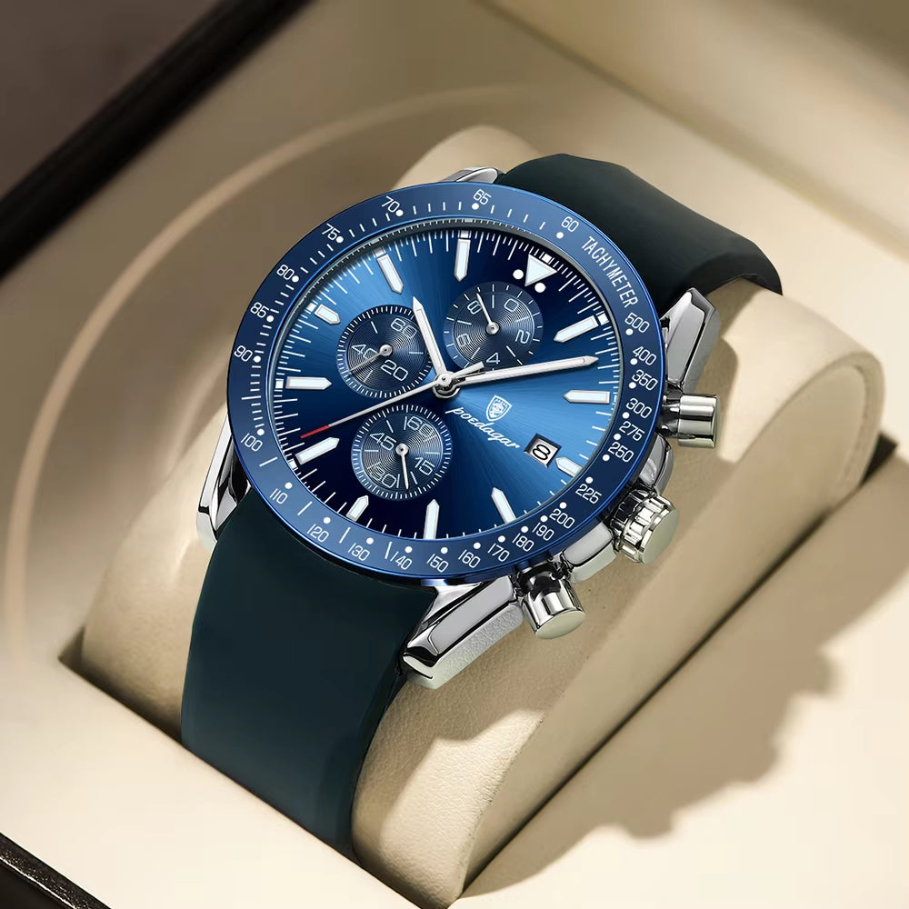 Men's Luxury Sport Chronograph Watch – Waterproof, Luminous, Silicone Band