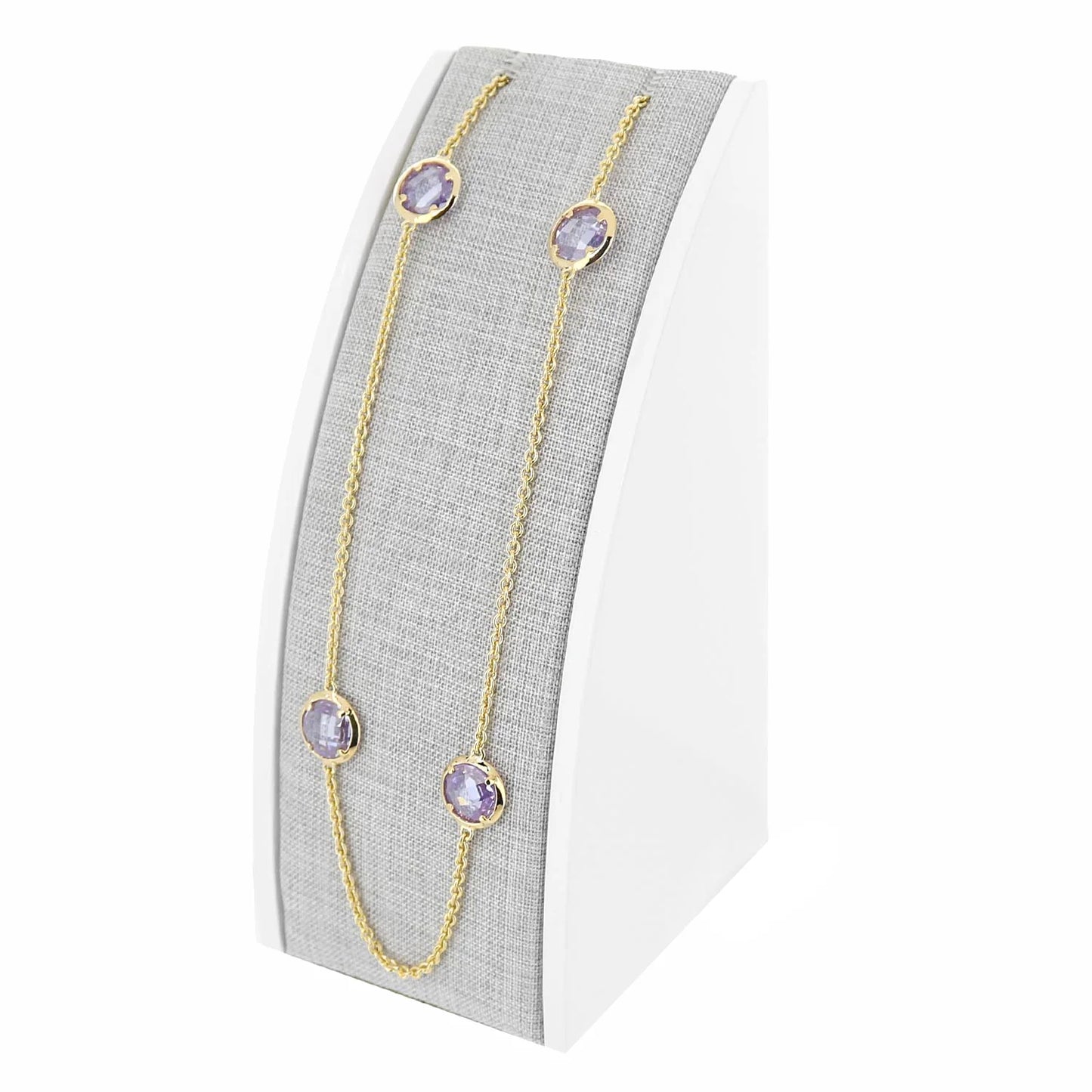 Single Necklace Display in Gray Linen and Glossy Pure White Finish - Set of 2