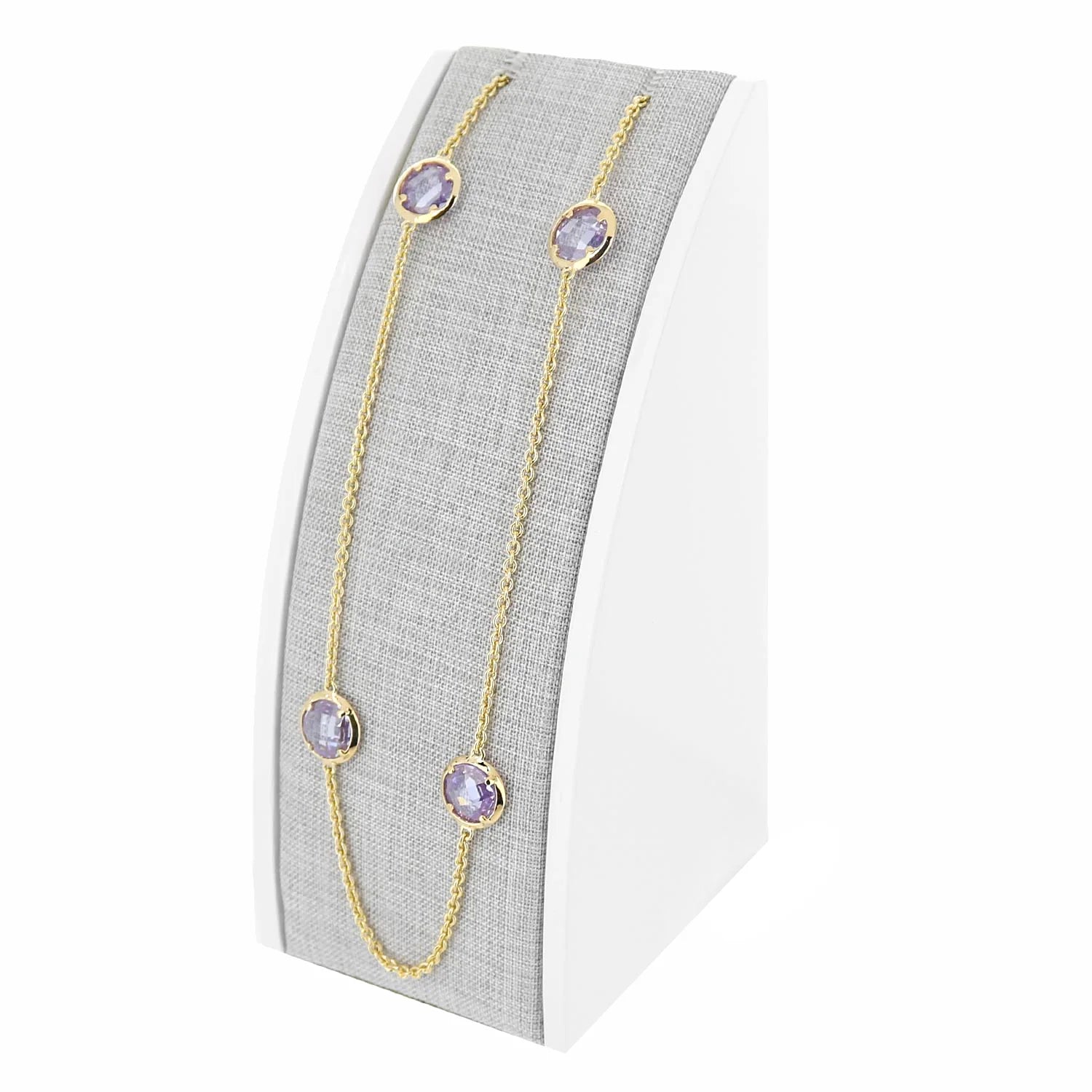 Single Necklace Display in Gray Linen and Glossy Pure White Finish - Set of 2