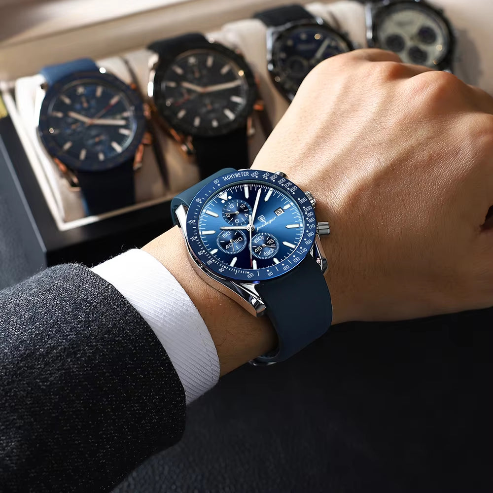 Men's Luxury Sport Chronograph Watch – Waterproof, Luminous, Silicone Band