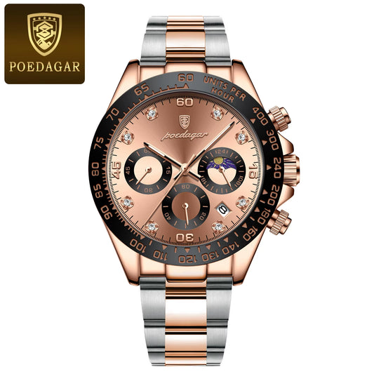 Men's Luxury Chronograph Watch – Waterproof, Luminous, Stainless Steel