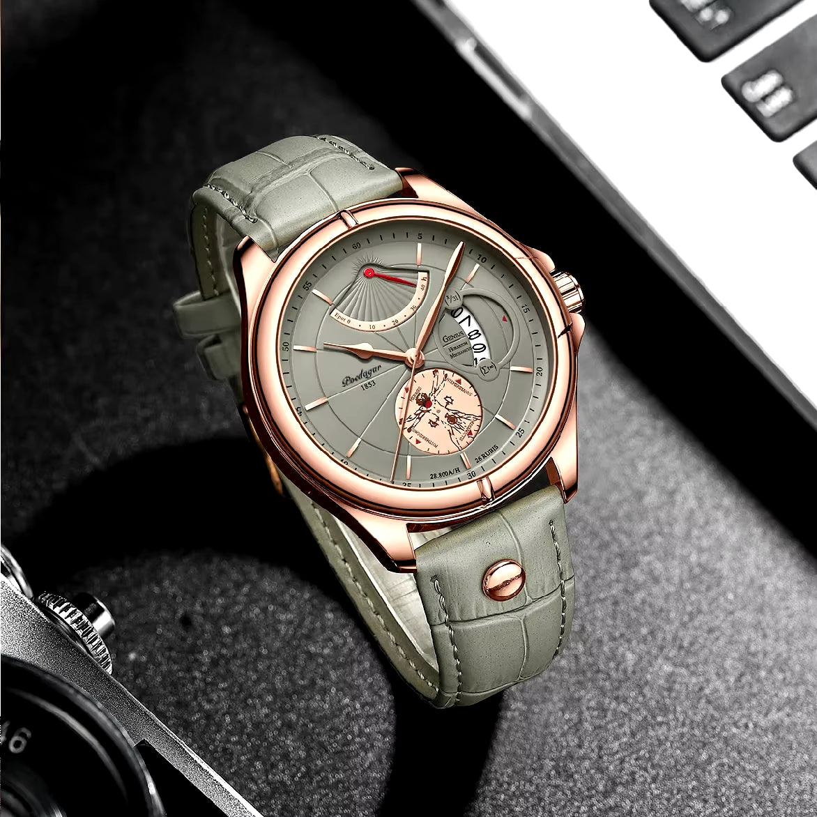 Men's Luxury Sport Watch – Waterproof, Luminous Leather, Date Display