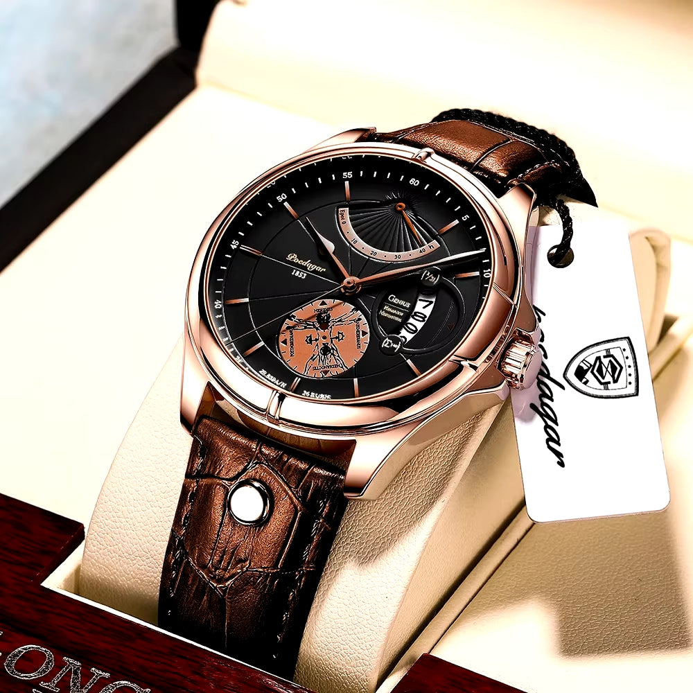 Men's Luxury Sport Watch – Waterproof, Luminous Leather, Date Display
