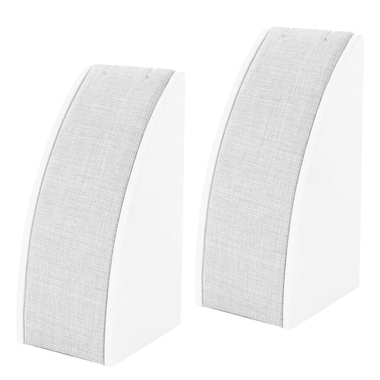 Single Necklace Display in Gray Linen and Glossy Pure White Finish - Set of 2