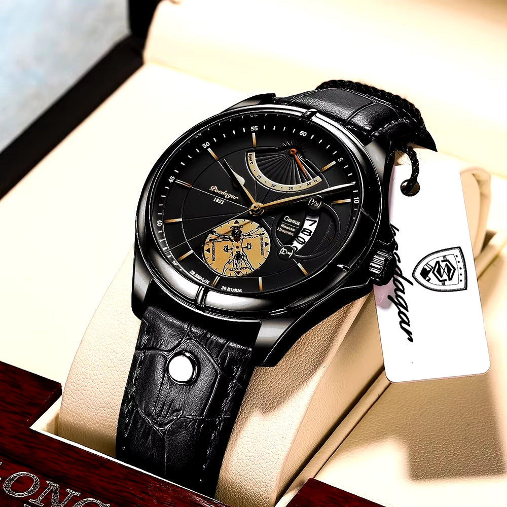 Men's Luxury Sport Watch – Waterproof, Luminous Leather, Date Display