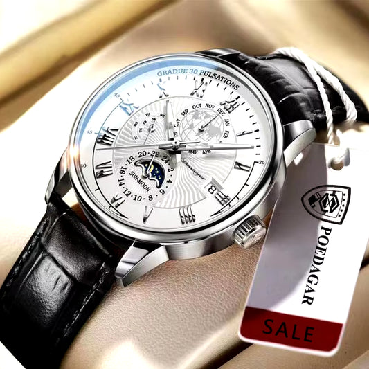 Men's 2022 Fashion Leather Watch – Waterproof, Luminous, Luxury Quartz Wristwatch