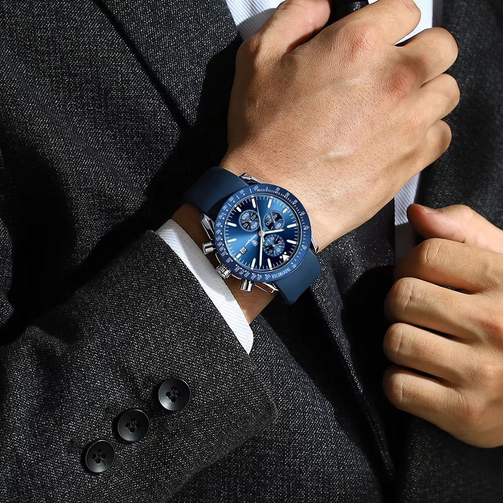 Men's Luxury Sport Chronograph Watch – Waterproof, Luminous, Silicone Band