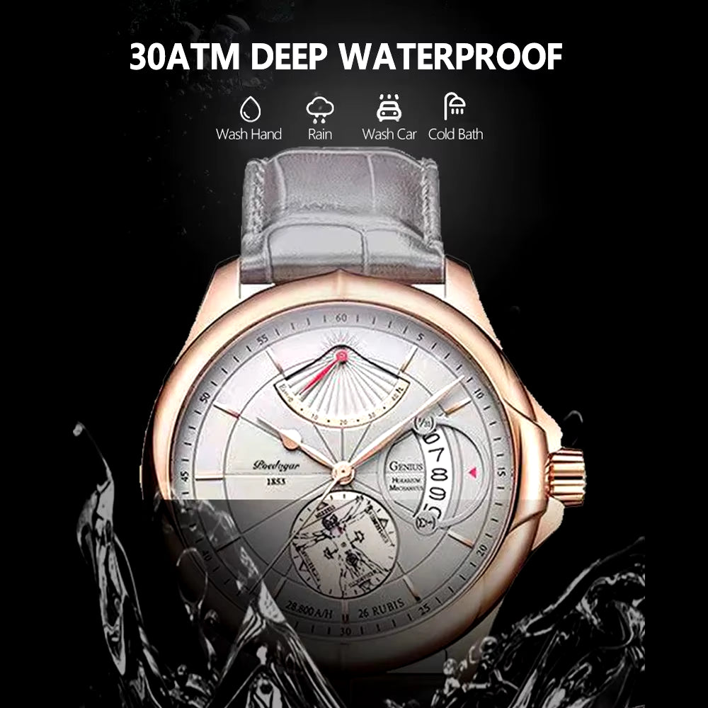 Men's Luxury Sport Watch – Waterproof, Luminous Leather, Date Display