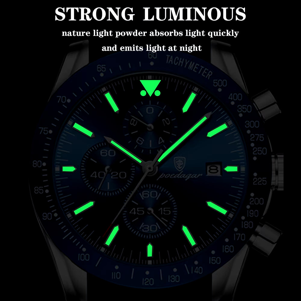 Men's Luxury Sport Chronograph Watch – Waterproof, Luminous, Silicone Band
