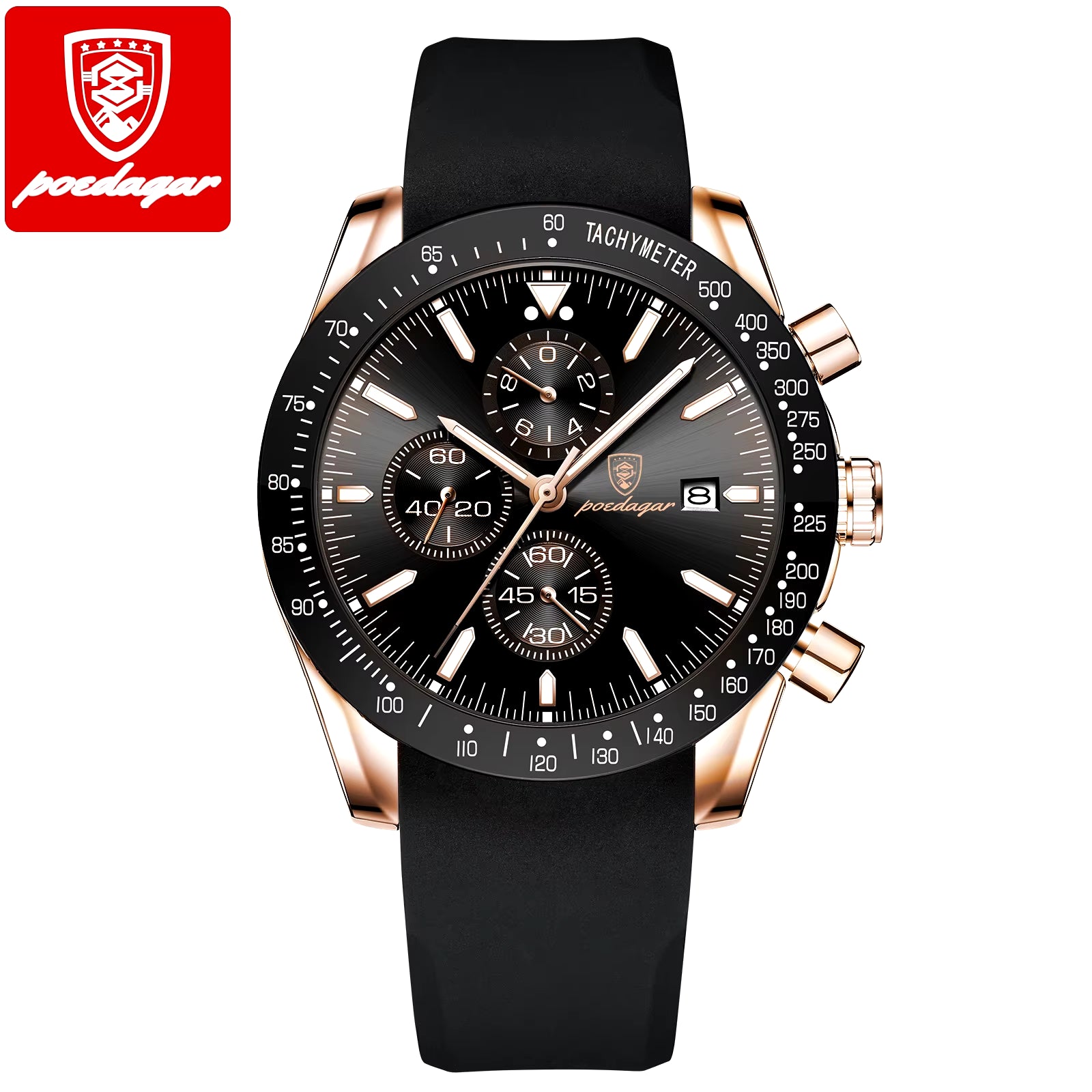 Men's Luxury Sport Chronograph Watch – Waterproof, Luminous, Silicone Band